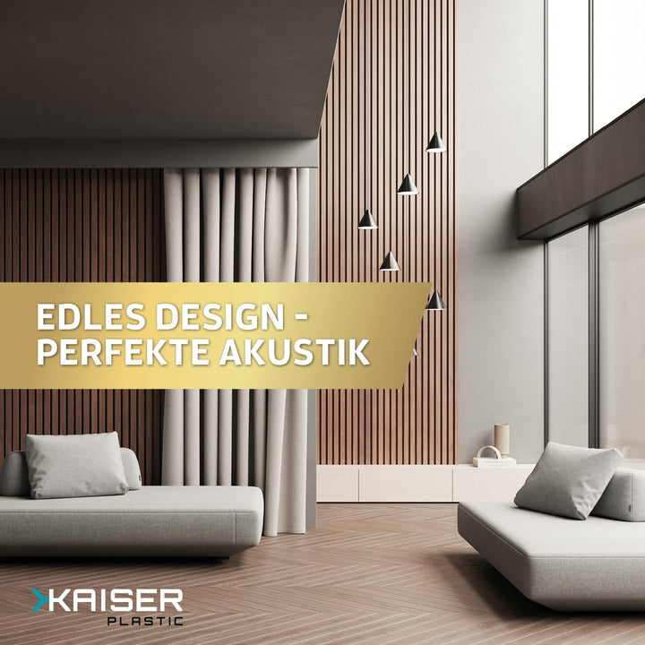 KAISER plastic® Akustikpaneele | Farbe: Walnuss | Wandpaneele in verschiedenen Formaten | Deko Wohnz