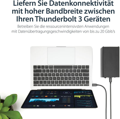 StarTech.com 1m Passives Thunderbolt 3 Kabel, 20Gbps, 100W PD, 4K Video, Thunderbolt Kabel, Kompatib