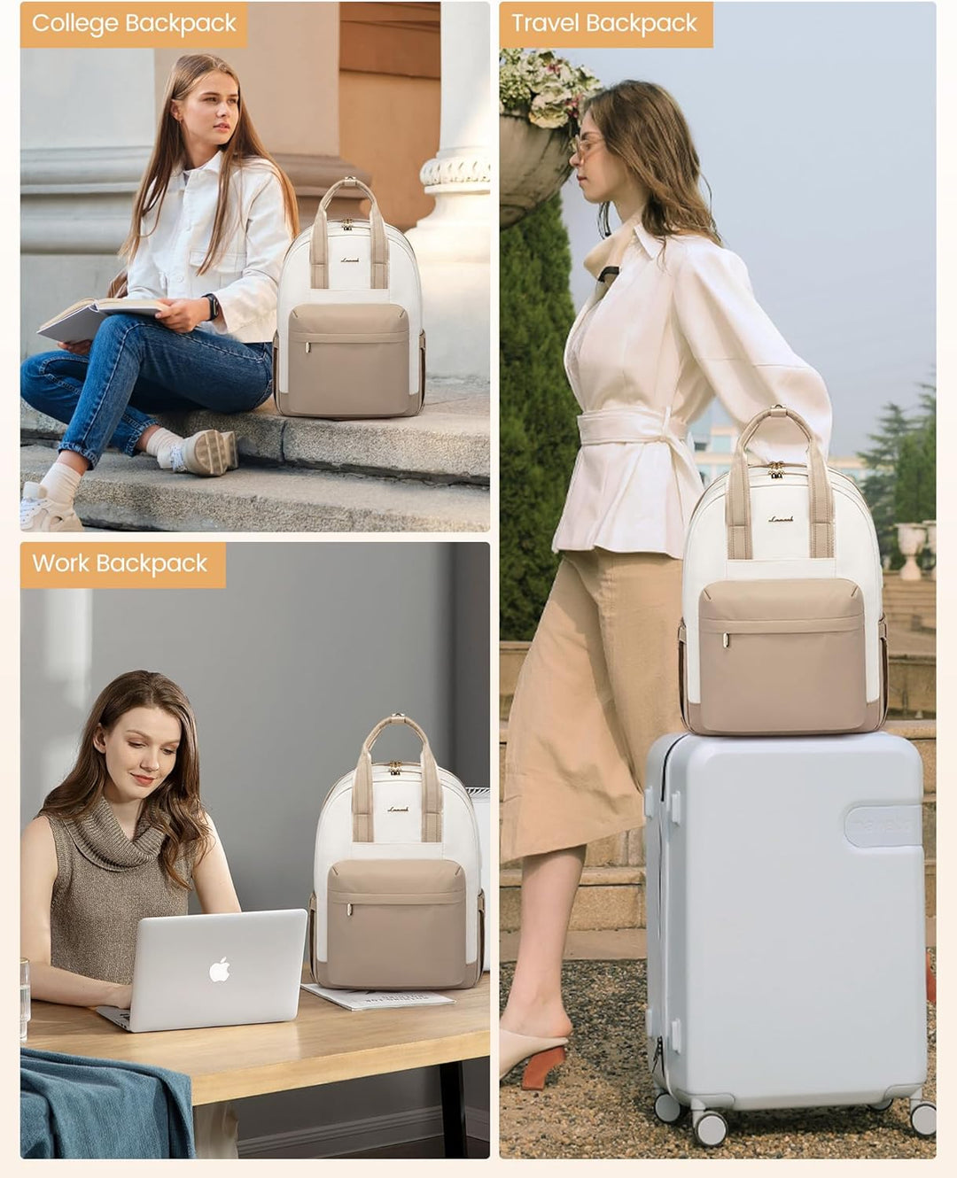 LOVEVOOK Rucksack Damen, 15,6 Zoll Laptop Schulrucksack Mädchen mit Laptopfach, Wasserdicht Tagesruc
