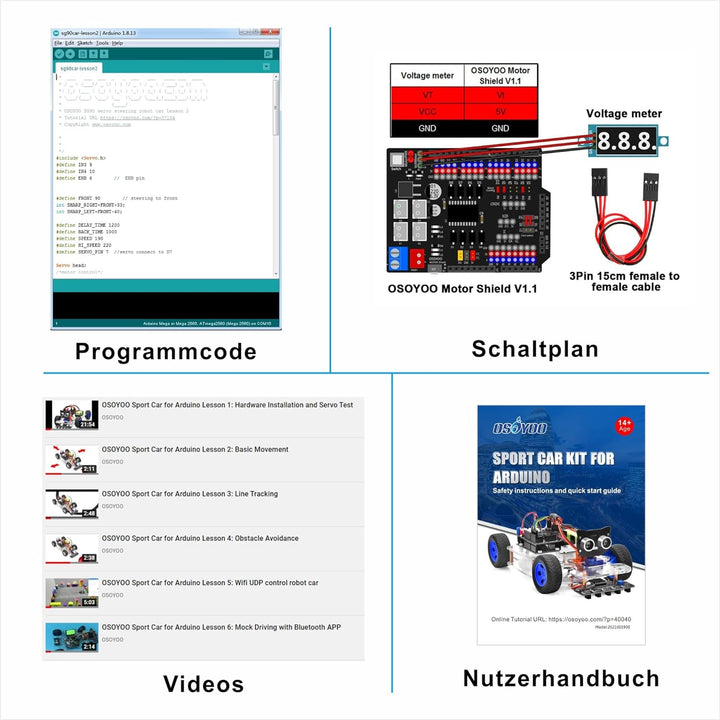 OSOYOO Robot Car V1.0, Elektronik Baukasten, Roboter Bausatz, Elektronik Baukasten Für Erwachsene, P