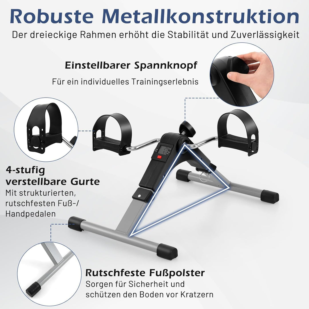 COSTWAY Pedaltrainer für Senioren, Arm und Beintrainer klappbar mit verstellbarem Widerstand & LCD-D