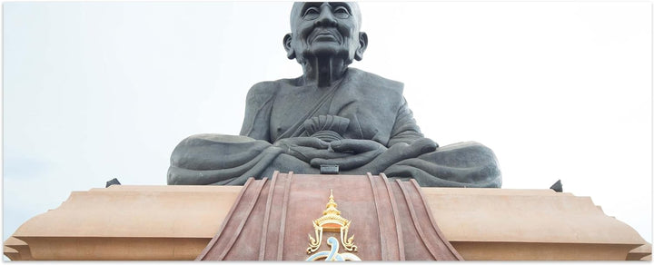 wandmotiv24 Leinwandbild Statue in einem berühmten Tempel in Thailand 100x40cm (BxH) Bilder auf Lein