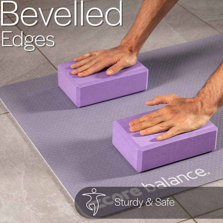 Core Balance Yoga Blocks im Doppelpack & GRATIS Yoga-Gurt, 2 STK. Eva Schaumstoff-Blöcke, robust & l