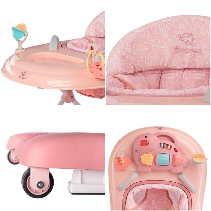 BRONEA® 5-in-1 Babywalker Gehfrei | Lauflernhilfe mit Schaukelfunktion, Musik &amp; Licht | Laufhilfe fü