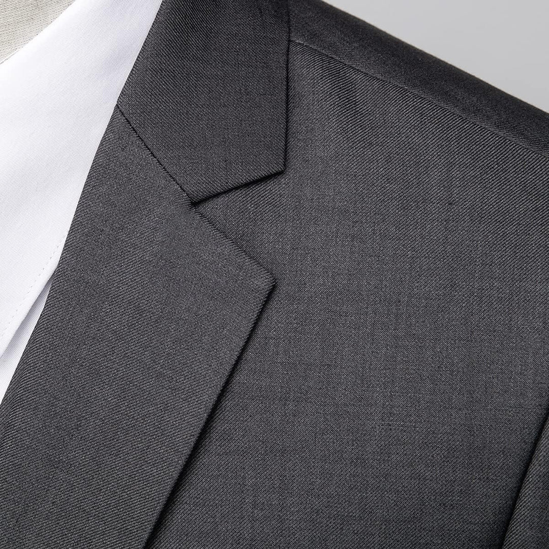 Herren Anzug 3-teilig Slim Fit Einreihig Zwei Knöpfe Hochzeit Smoking Anzug Blazer Weste Hose, Grau