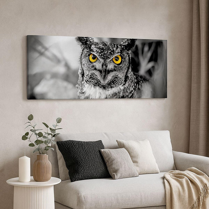Wandbilder Dekoration Wohnzimmer Eule Vogel Natur Panorama Bilder auf Leinwand 120x50cm Leinwandbild