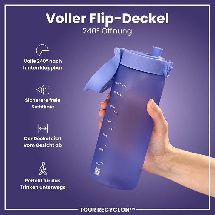 Ion8 Trinkflasche, 750ml, Auslaufsicher, Einhandöffnung, Sichere Verriegelung, Spülmaschinenfest, BP