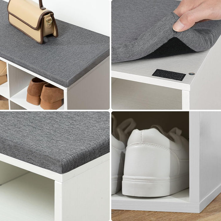 HOOBRO Schuhbank mit 9 Fächern, Schuhregal mit gepolsterter Sitzbank, Schuhschrank, für Flur, Wohnzi