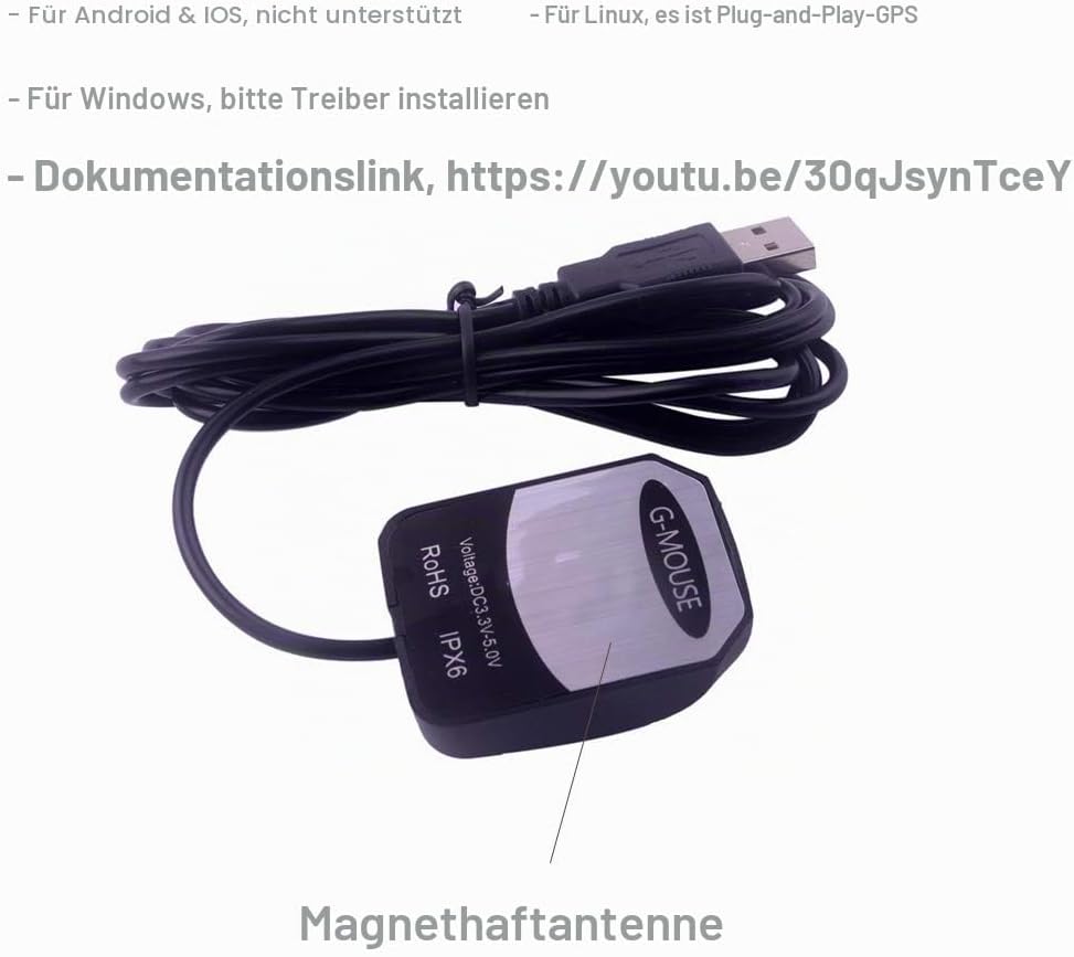 DIYmalls VK-162 G-Mouse Remote Mount USB GPS Dongle Empfänger Externe Antenne für Raspberry Pi Linux