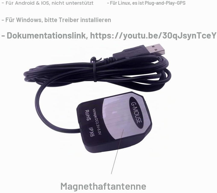 DIYmalls VK-162 G-Mouse Remote Mount USB GPS Dongle Empfänger Externe Antenne für Raspberry Pi Linux
