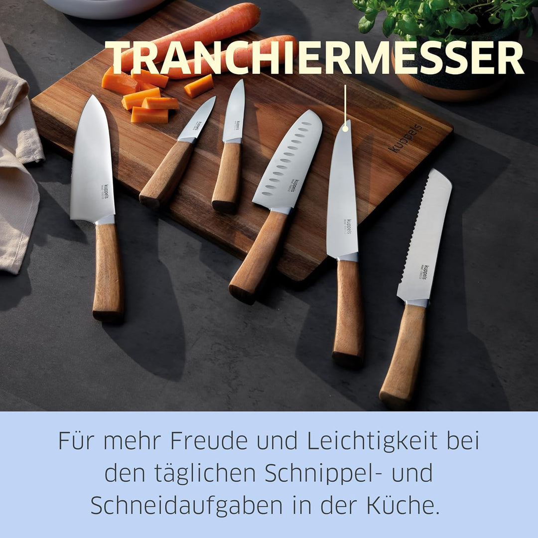 Kuppels Fleischmesser WOOD | Klingenlänge 20 cm | scharfes Küchenmesser mit Akazienholzgriff | Kling