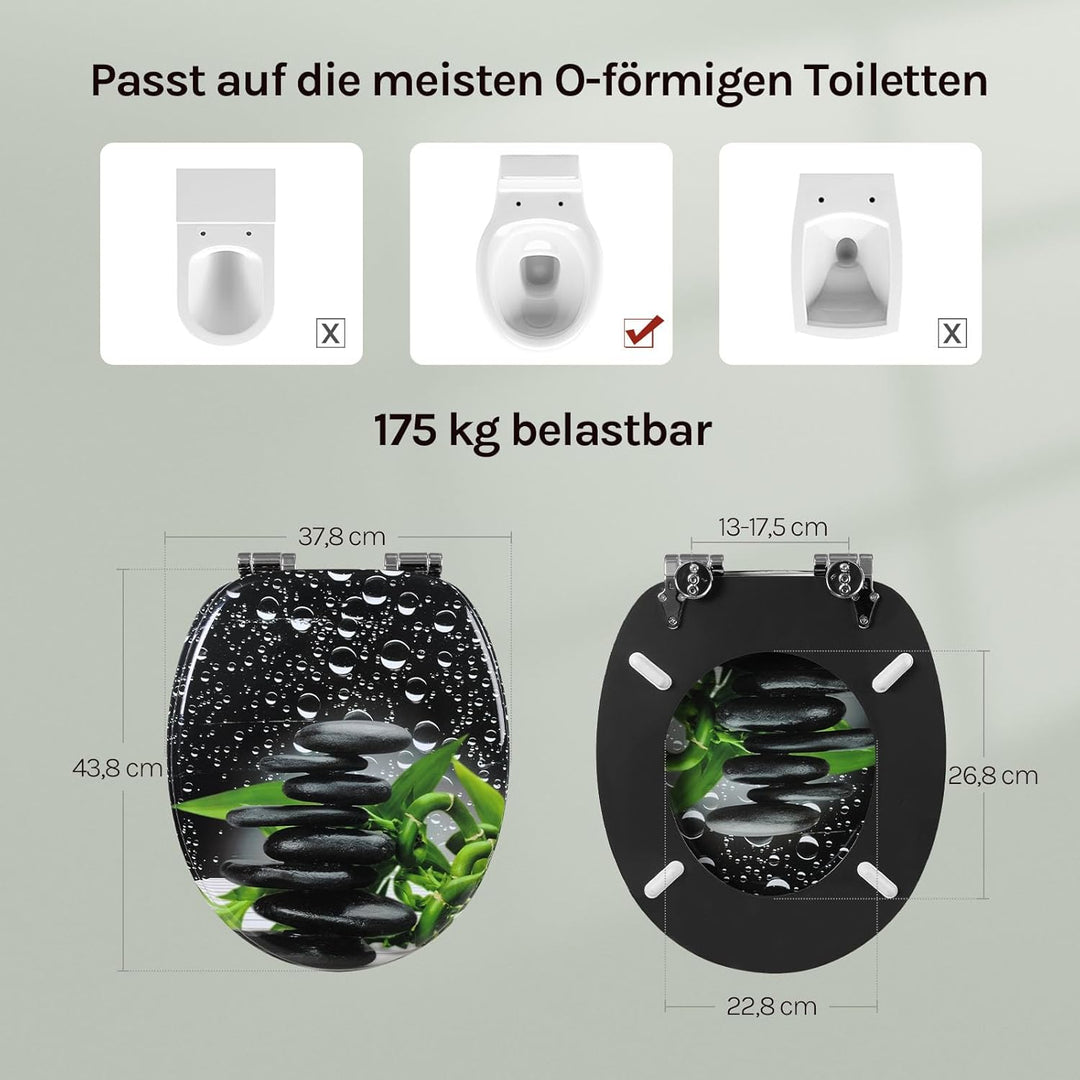 WOLTU #2 Premium WC-Sitz Toilettensitz mit Absenkautomatik, MDF Holzkern, Softclose Scharnier, Antib