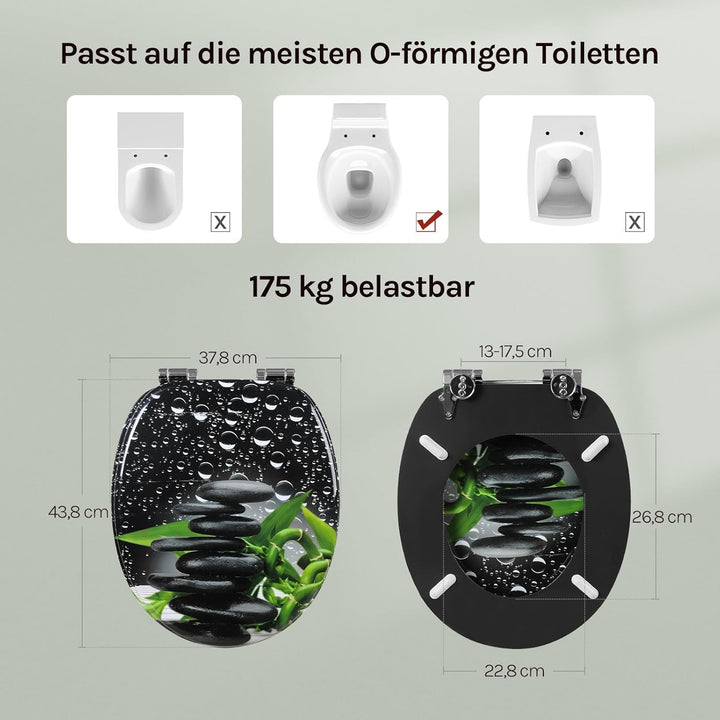 WOLTU #2 Premium WC-Sitz Toilettensitz mit Absenkautomatik, MDF Holzkern, Softclose Scharnier, Antib