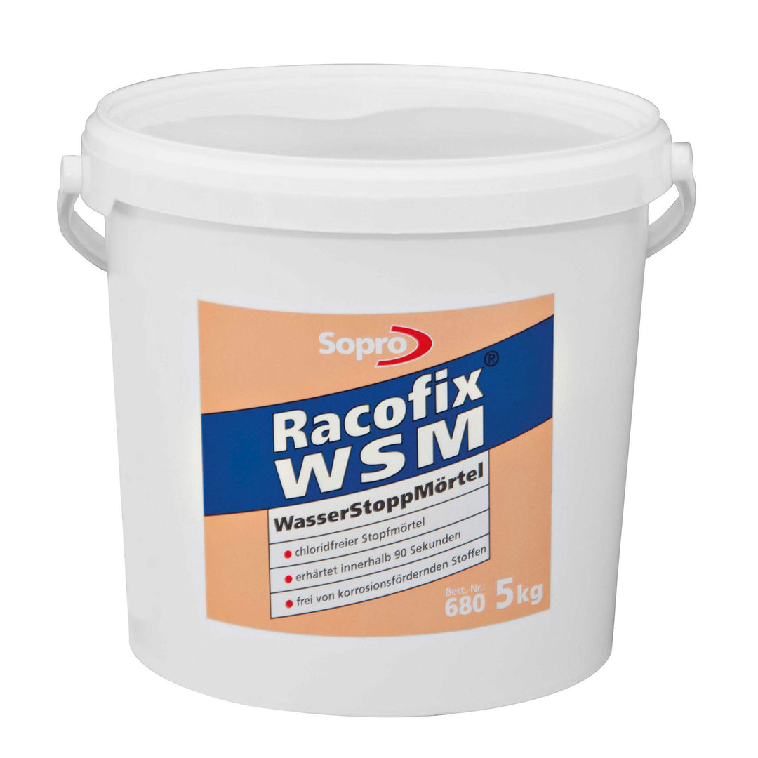 Sopro Racofix® WSM 680 -WasserStoppMörtel | 5kg/Eimer | zementärer Stopfmörtel zum Schliessen von Wa