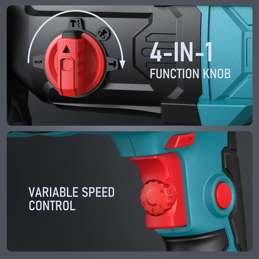 ENEACRO SDS-Plus Bohrhammer, 6 Variable Geschwindigkeit mit 4 Funktionen, Sicherheitskupplung, 26 mm