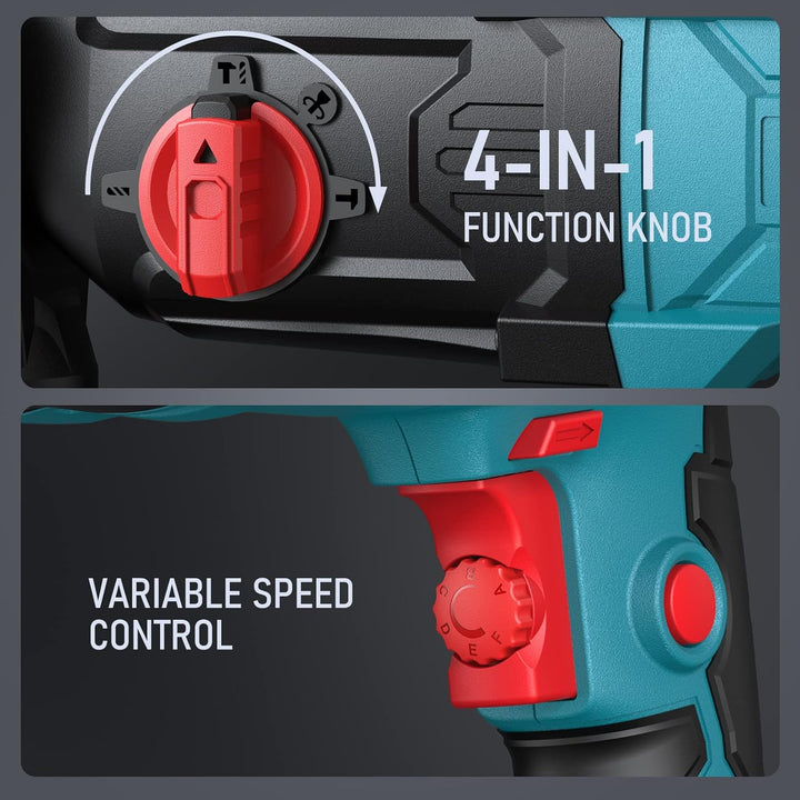 ENEACRO SDS-Plus Bohrhammer, 6 Variable Geschwindigkeit mit 4 Funktionen, Sicherheitskupplung, 26 mm