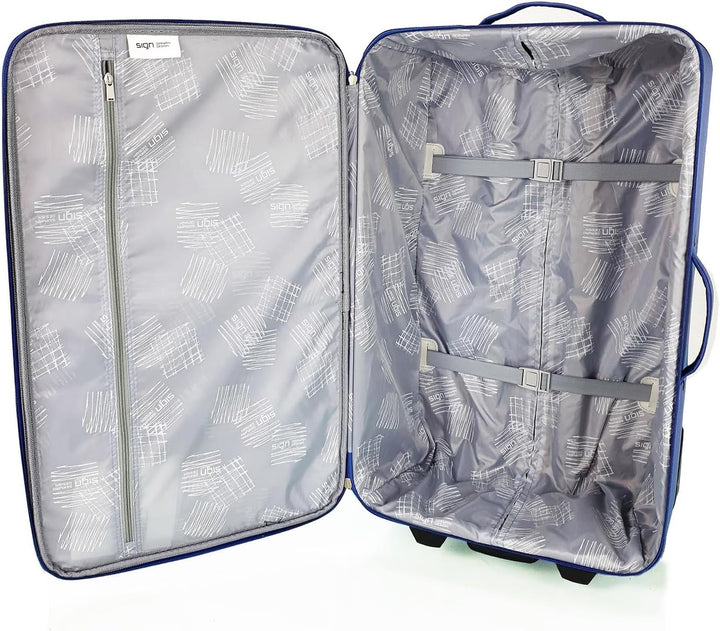 Stoffkoffer Trolley Reisekoffer Inline Rollen (Handgepäck-Mittel-Gross-Sehr Gross) (Blau, Sehr gross