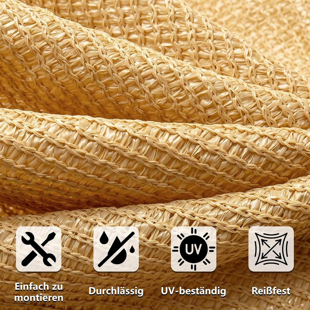 Sonnensegel Wasserdicht Rechteckig, HDPE Gewebe [Nach Mass] 95% UV-Schut, Sonnenschutz Balkon Terras