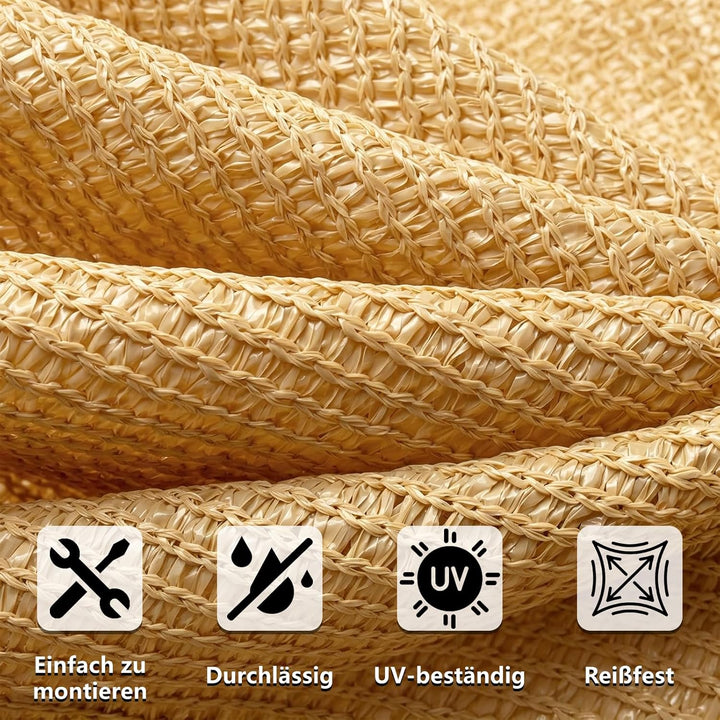 Sonnensegel Wasserdicht Rechteckig, HDPE Gewebe [Nach Mass] 95% UV-Schut, Sonnenschutz Balkon Terras