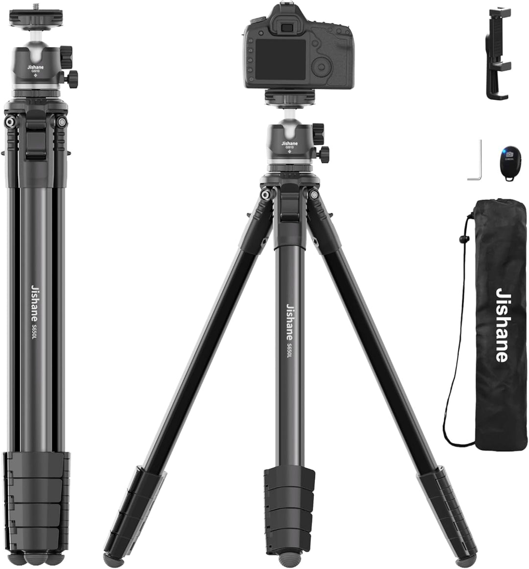 183 cm Kamera stativ mit 360° Kugelkopf, Leichtes Stativ für Smartphone mit Funkfernbedienung, Kompa