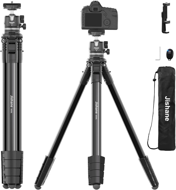 183 cm Kamera stativ mit 360° Kugelkopf, Leichtes Stativ für Smartphone mit Funkfernbedienung, Kompa