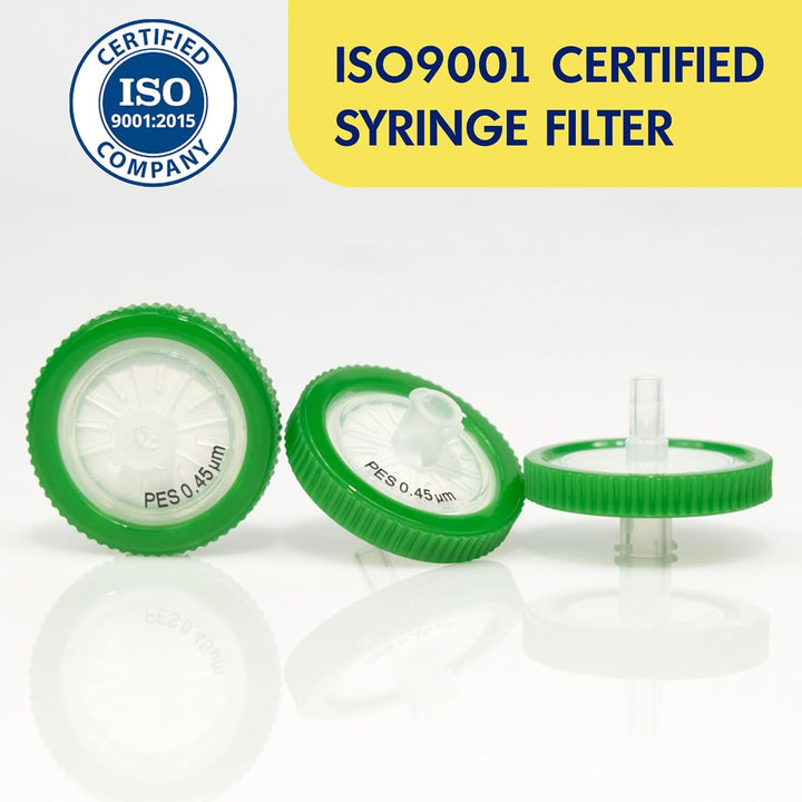 100 Stücke PES Spritzenfilter 0,45 um Porengrösse, 25 mm Membran Durchmesser, Labor-spritzenfilter,