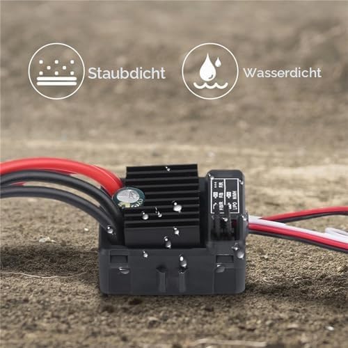 Pissente Brushed ESC 60A Wasserdichter Geschwindigkeitsregler mit Integriertem Kondensator für 1/10