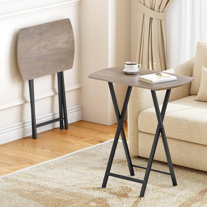 HOOBRO Beistelltisch Klappbar, Kleiner Sofatisch, Tablett Tisch, Kaffeetisch TV Tray im Industriesti