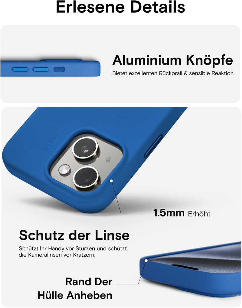 MOFT Magnetische Hülle für iPhone 15 Plus Kompatibel mit MagSafe, MOVAS Vegane Lederhülle, Weiches B