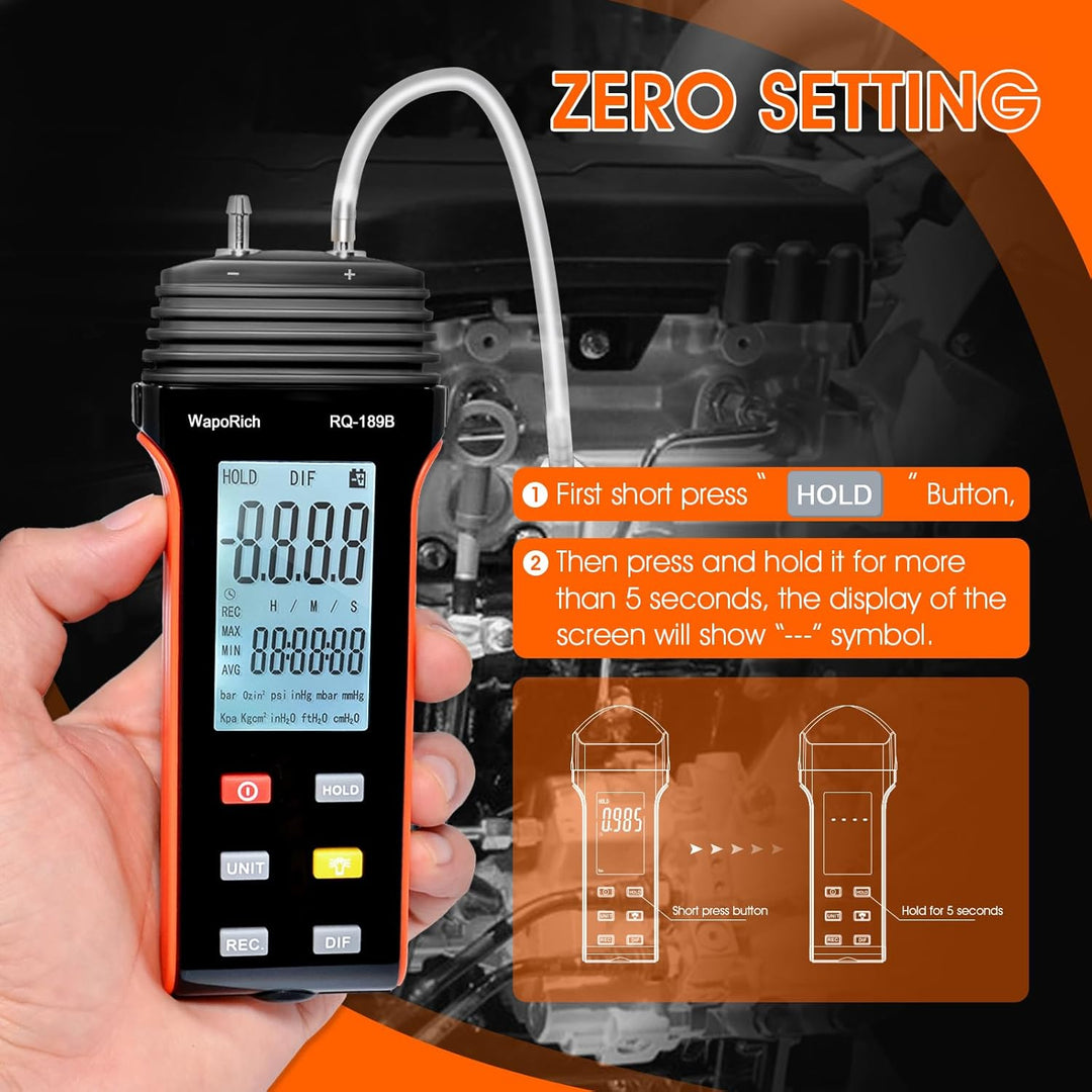 WapoRich Digitales Manometer ±30,00Psi Professionelles Barometer Differenzdruckmessgerät 11 wählbare