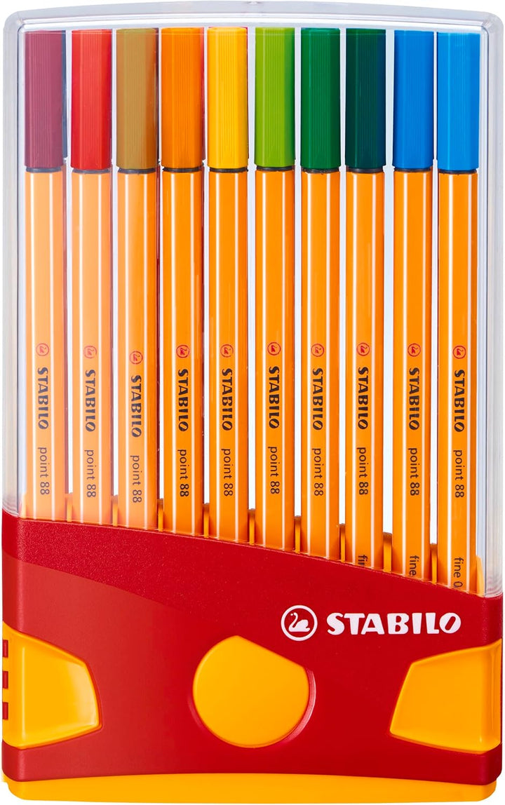 STABILO Fineliner point 88 ColorParade - 20er Tischset in rot/orange - mit 20 verschiedenen Farben,