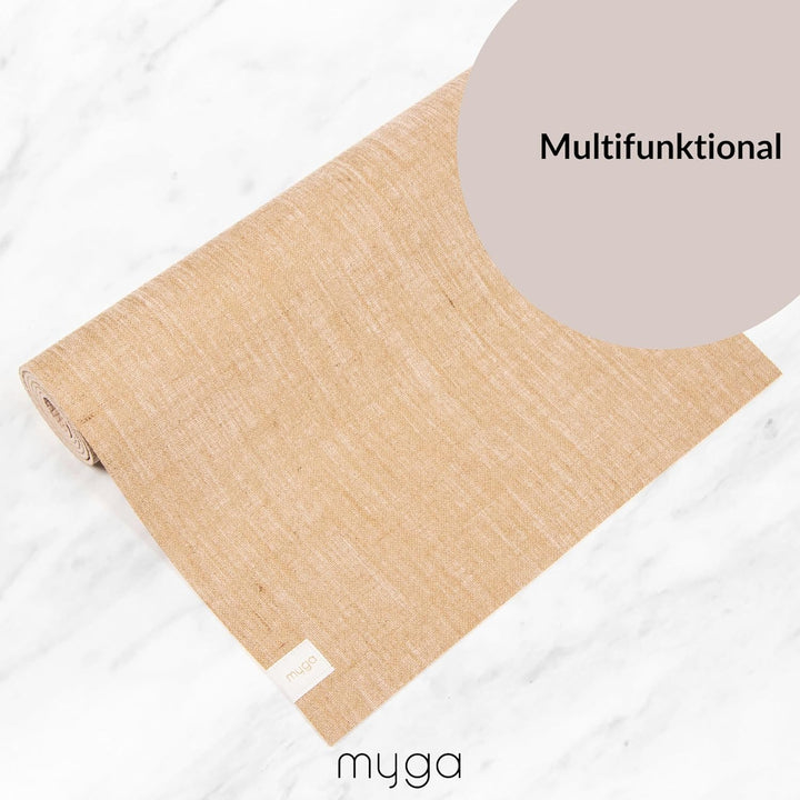 Myga Jute Yogamatte – Rutschfeste Gymnastikmatte, Pilates, Meditation &amp; Fitness – Mehrzweckmatte mit