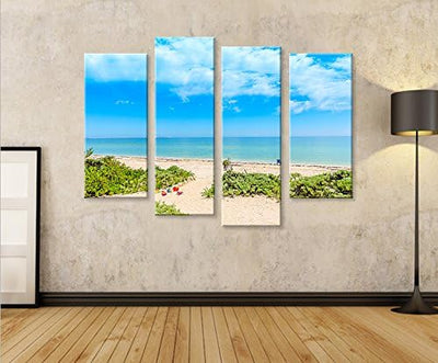 islandburner Bild Bilder auf Leinwand Strand und Meer 4er XXL Poster Leinwandbild Wandbild Dekoartik