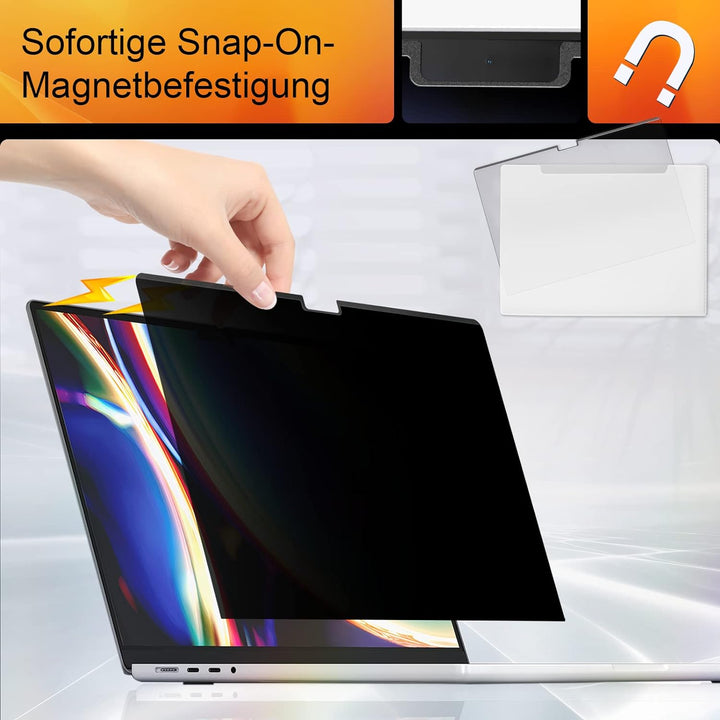 Magnetischer Blickschutzfolie Kompatibel Mit Apple MacBook Pro 16 Zoll 2021-2023 M1/M2 Pro/Max A2485