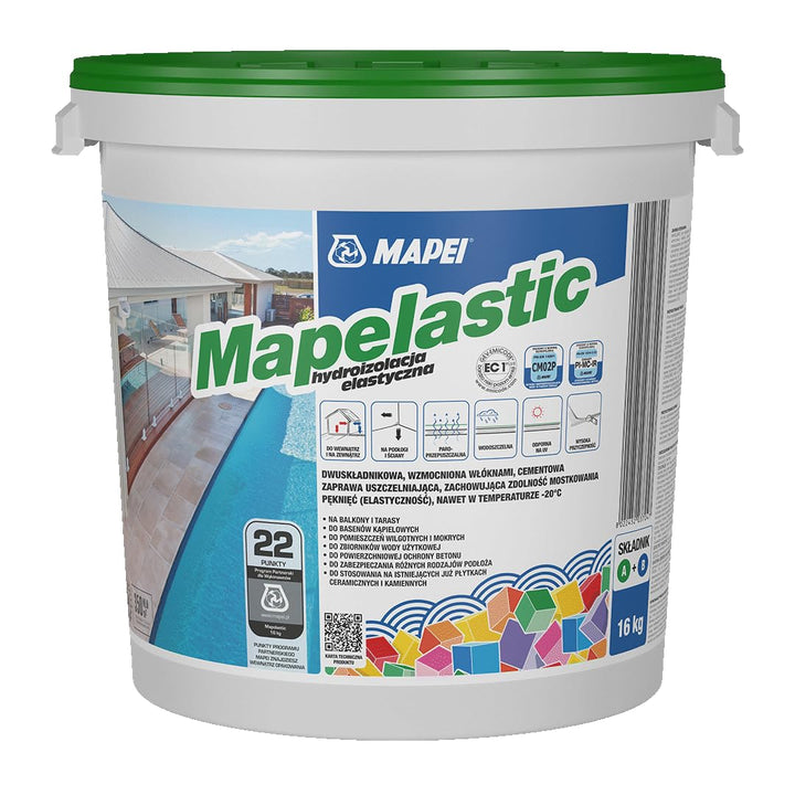 MAPEI MAPELASTIC Hydroisolierung (A+B) 16kg Flexibler 2-Komponentenwasserstopper für Terrasse Balkon