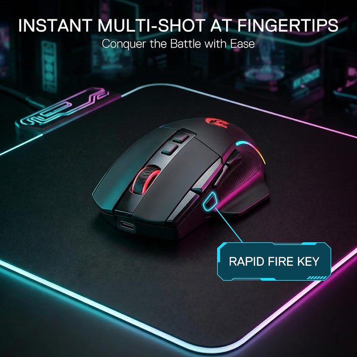 Redragon M925 PRO Kabellose Gaming Maus RGB 26000 DPI Optisch | 10 Programmierbare Tasten Ergonomisc