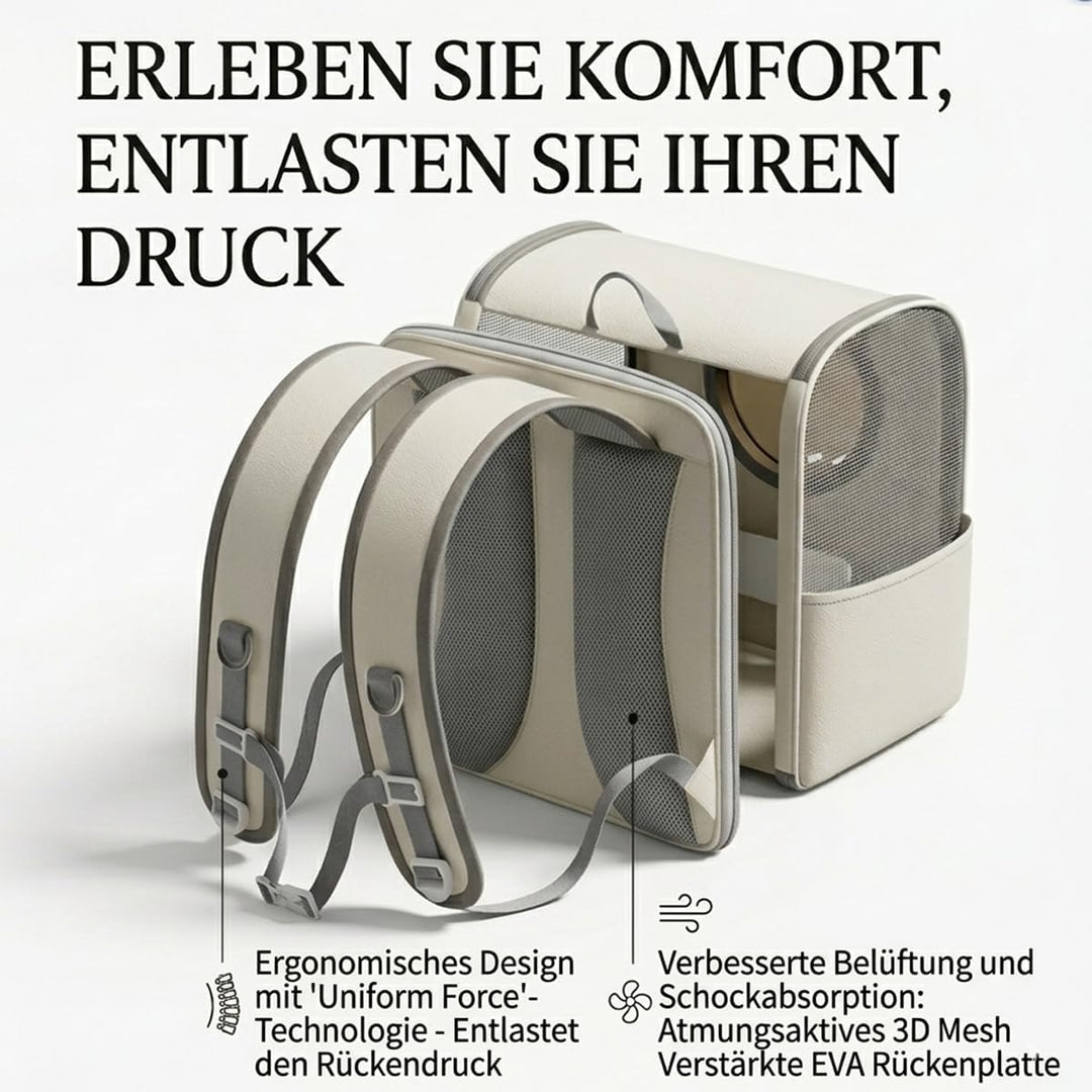 Katzenrucksack mit Fenster bis 10kg, Haustier Rucksack für Katzen Hunde, Belüftet &amp; Ergonomisch mit