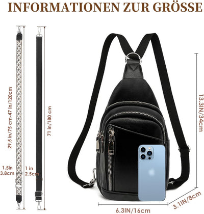 Kaiyaner Brusttasche Damen Umhängetasche Herren Crossbody Bag Handytasche zum umhängen 2 in 1 Schult