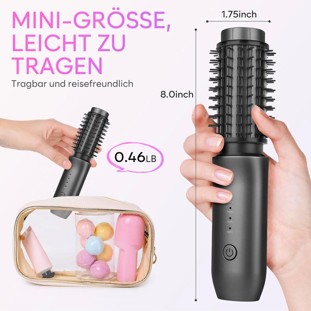 Kabellose Lockenstabbürste, 2024 NEU Tragbare Reise-Lockenstab-Minibürste für Frauen, 7000 mAh USB-A
