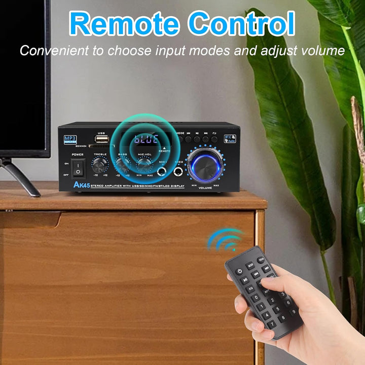 HiFi-Verstärker, Mini Bluetooth Stereo Audio Verstärker Receiver 12V/ 220V 600W 2 Kanäle Endverstärk