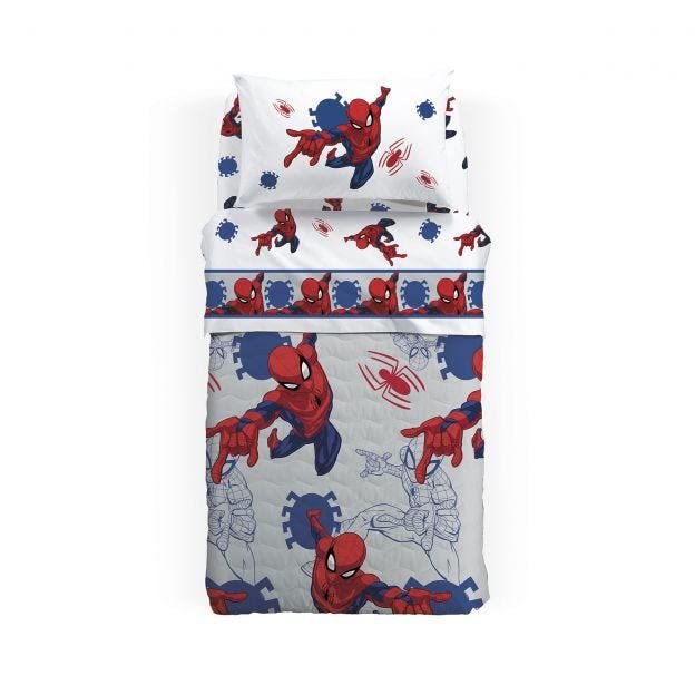 Caleffi Marvel Tagesdecke für Einzelbett, gesteppt, Modell Spider-man America