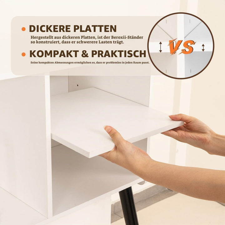 Plattenspielertisch, Plattenspielerständer aus der Mitte des Jahrhunderts mit Vinylaufbewahrung für