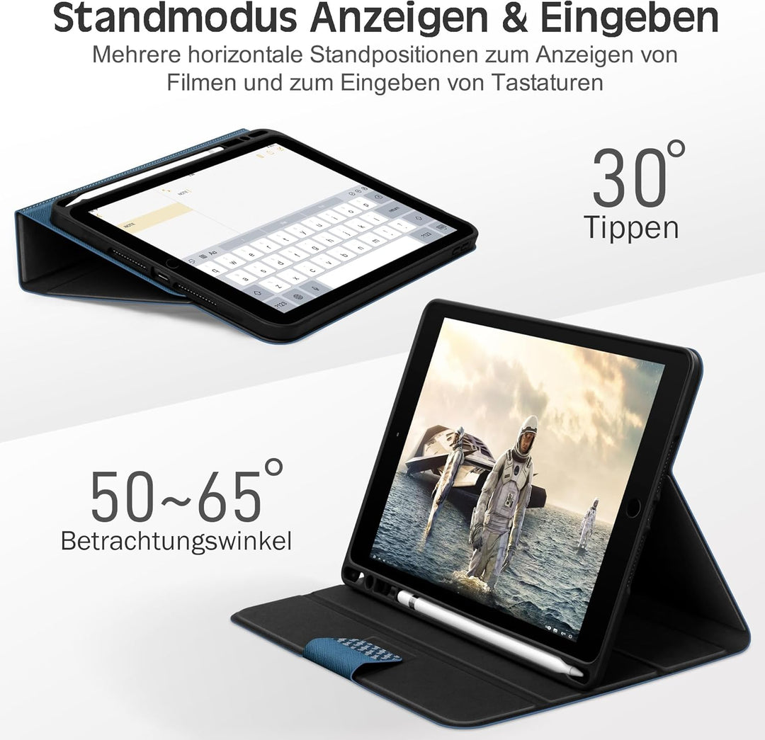 KingBlanc Hülle für iPad 9. / 8. / 7. Generation (2021/2020/2019) mit Stifthalter, Auto Schlaf/Wach