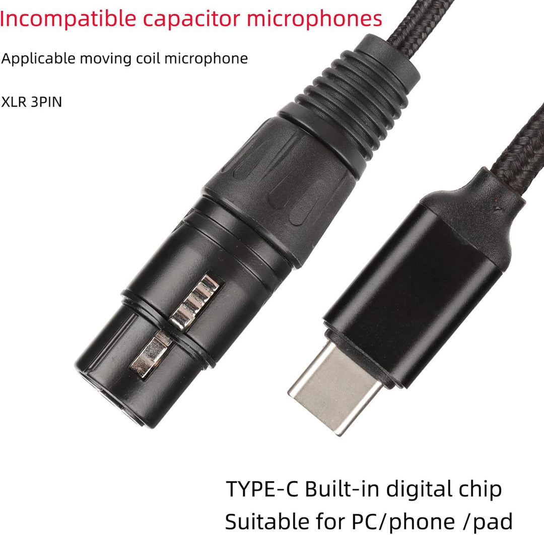 XLR auf USB C, USB-C-Mikrofonkabel, XLR-Buchse auf USB-C-Mikrofon-Audioadapter, USB-C-Mikrofonkabel(