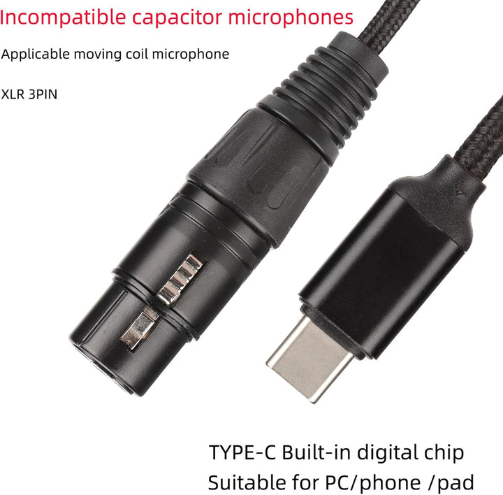 XLR auf USB C, USB-C-Mikrofonkabel, XLR-Buchse auf USB-C-Mikrofon-Audioadapter, USB-C-Mikrofonkabel(