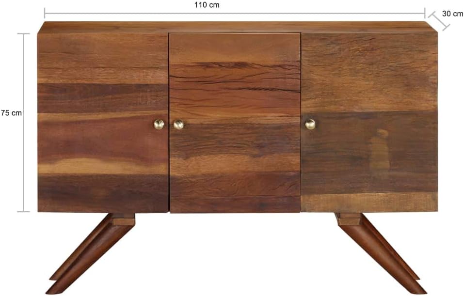 yorten Sideboard aus Recyceltes Massivholz Möbel Schränke Buffets Sideboards Braun 110 x 30 x 75 cm