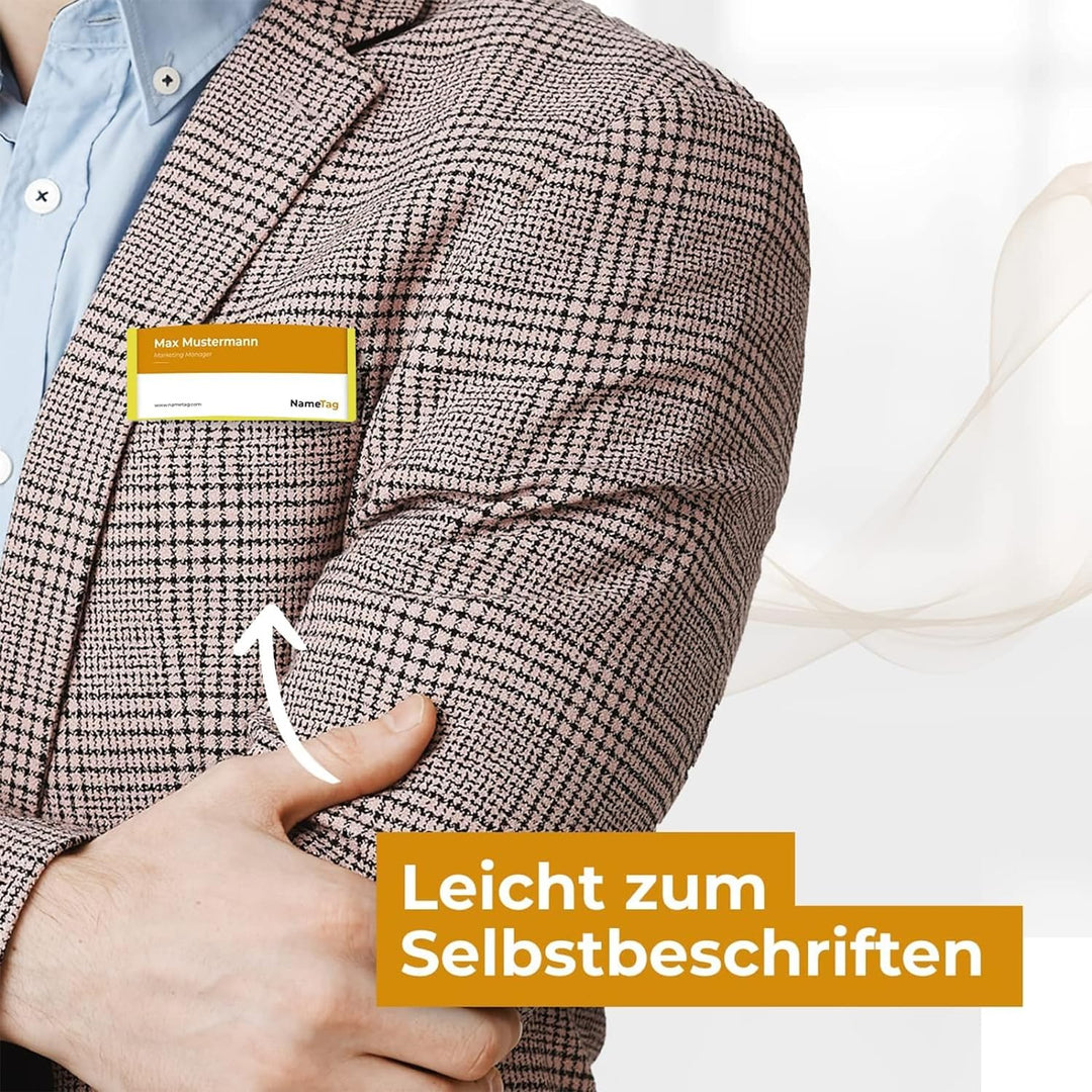 Ironix Namensschilder mit Doppelmagnet, Namensetiketten für Kleidung 75x32mm, Namensschilder Magnet