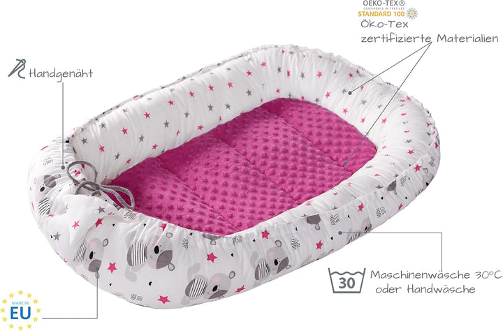 Medi Partners Babynest Kuschelnest Babynestchen 100% Baumwolle Nestchen Reisebett für Babys Säugling