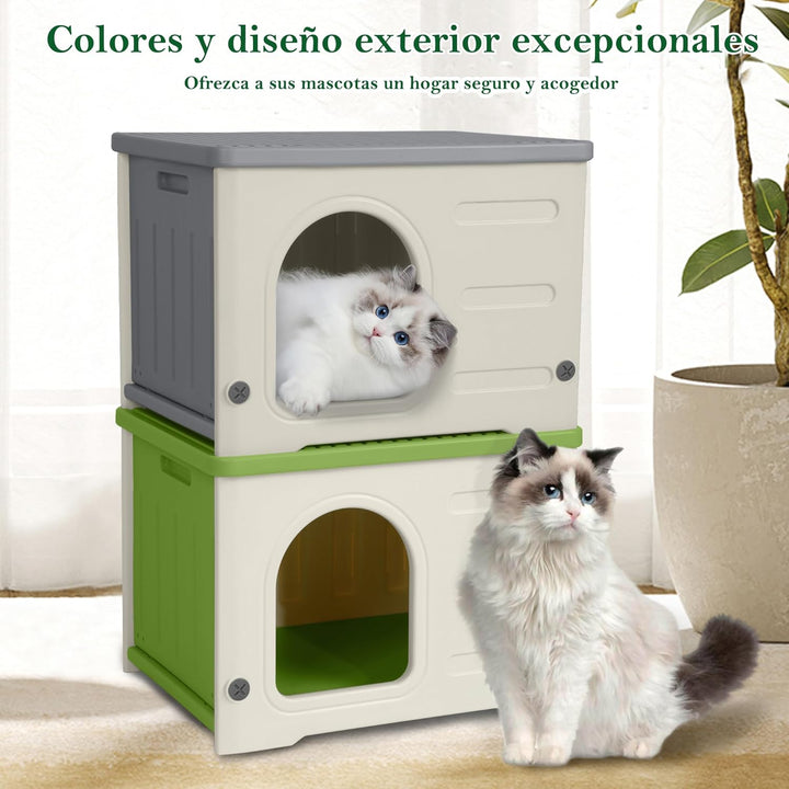 Kunststoff Katzenhaus Outdoor Indoor Gebrauch, Katzenhaus Outdoor Winterfest stapelbar verwilderte K