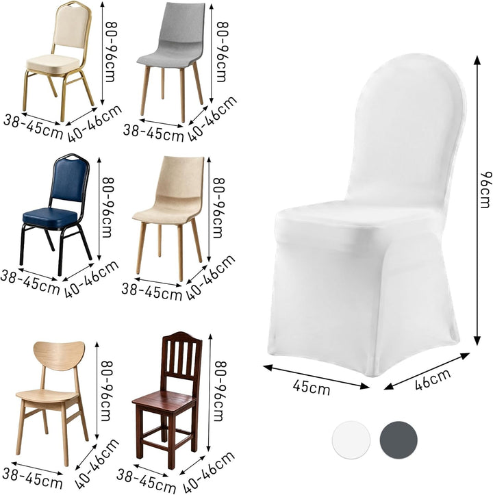 AufuN Stuhlhussen Stretch 100 stück Weiss Stretchhusse Universell Moderne Stuhl Husse Abdeckung im L